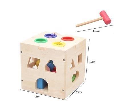 Wooden Cube Puzzle Toy Kids Intelligence Box Learning Educational Game