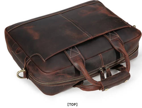 **BARGAIN + LOCAL** Genuine Leather Briefcase Crazy Horse Leather 15.6 " Laptop Briefcase For men