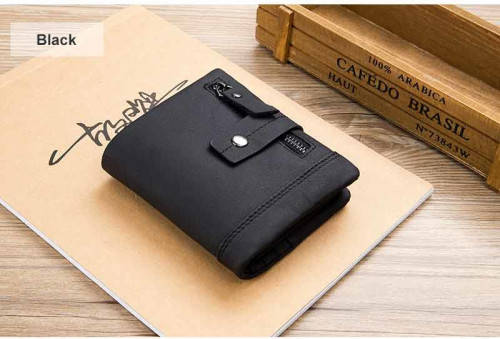 BULL CAPTAIN wallet men genuine leather vertical card package buckle (BLACK) (QB04)