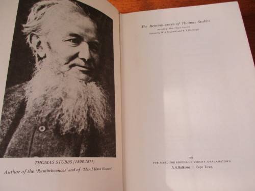 Reminiscences of THOMAS STUBBS  W.A. Maxwell & R.T. McGeogh  Graham's Town Series