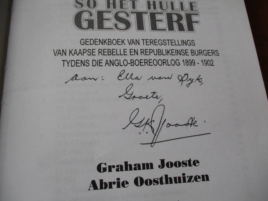 GETEKEN. SO HET HULLE GESTERF 1899-1902  Graham Jooste Abrie Oosthuizen