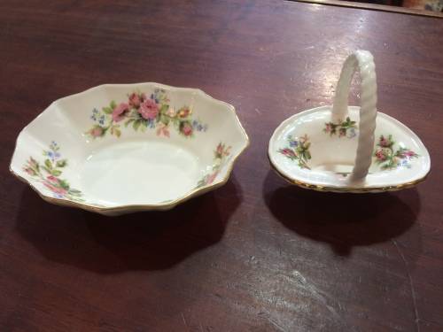 ROYAL ALBERT 'MOSS ROSE' BASKET AND BOWL