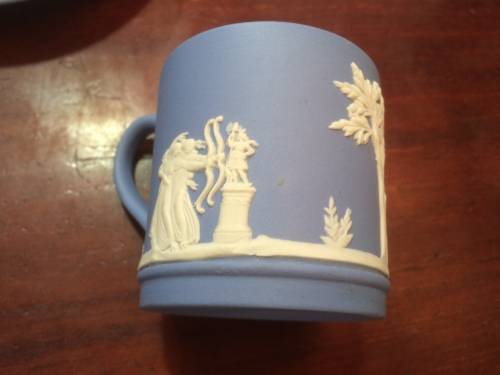 SET OF 6 WEDGWOOD BLUE JASPERWARE DEMITASSE COFFEE CUPS, PLUS 2 EXTRA SAUCERS
