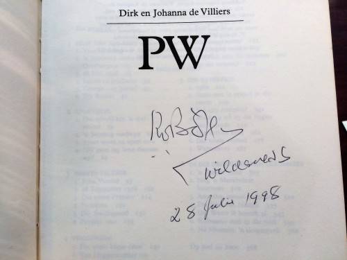 PW - DIRK EN JOHANNA DE VILLIERS (SIGNED BY PW BOTHA) plus  programme for Mr Botha's memorial