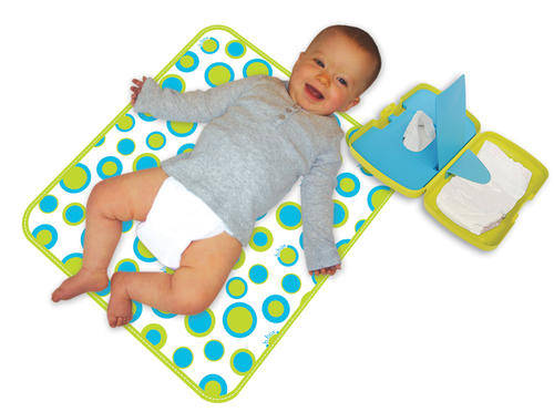 BBox Nappy Wallet  - Award Winning Design 'RETRO CIRCLES' Changing mat, diapers & wetwipes in one