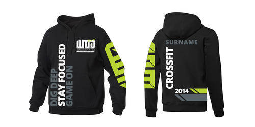 Crossfit Hoodie Mens from WODWEAR SA - Black / Grey Customise with your surname - ONLY R25 shipping
