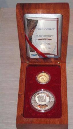 Gold 2010 Fifa World Cup Set in stunning Wooden Box . Limited Edition FIFA Endorsed