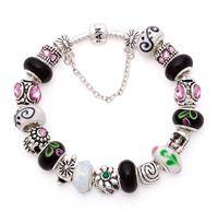 SPECIAL PRICE - 925 SILVER PANDORA BRACELET -BLACK 20cm