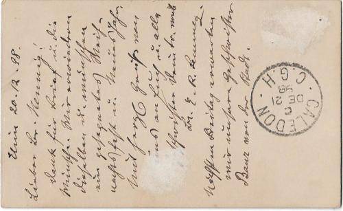 ELIM 1898 to GENADENDAL corespondence between missionaries