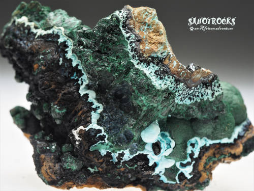 Chrysocolla Malachite Libethenite Heterogenite, Katanga Copper Crescent, Congo DRC