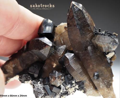 Aegerine, Smokey Quartz Crystal Cluster, A-Feldspar - Mount Malosa, Malawi