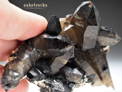Aegerine, Smokey Quartz Crystal Cluster, A-Feldspar - Mount Malosa, Malawi