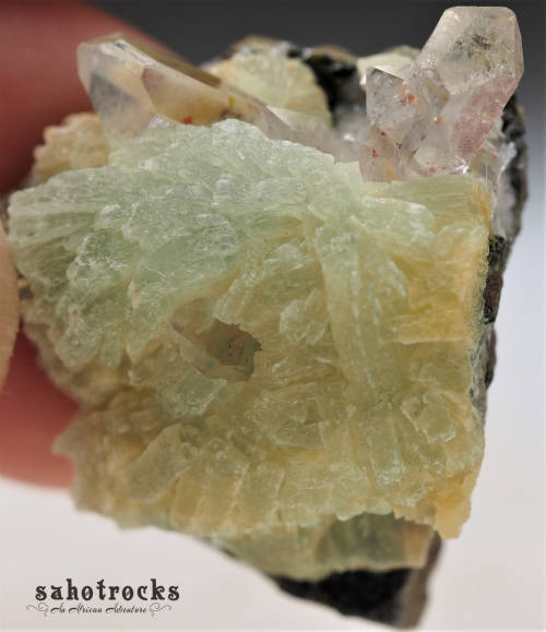 Epidote Prehnite, Quartz Crystal - Gobobosep Brandberg, Namibia