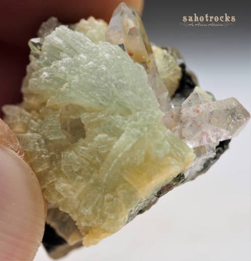 Epidote Prehnite, Quartz Crystal - Gobobosep Brandberg, Namibia