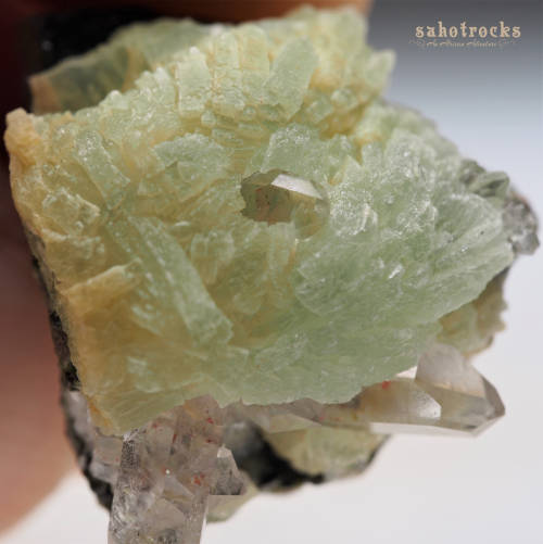 Epidote Prehnite, Quartz Crystal - Gobobosep Brandberg, Namibia