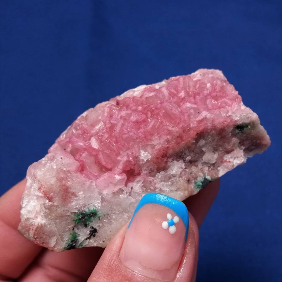 Cobaltoan calcite, gemmy guava, Malachite, Goethite? - Mashaba West, Congo 65 grams