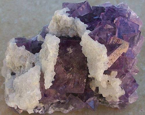 Calcite crystal coated flourite crystal cluster-66g
