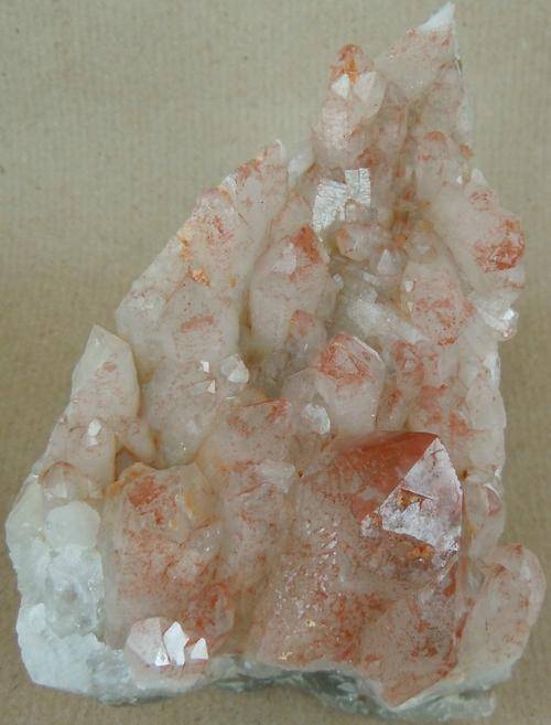 Pella region hematite included quartz crystal cluster-south africa-520g