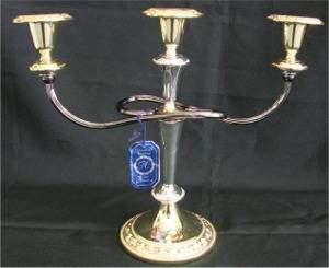 Silver & Gold Plated 3 Arm Candelabra