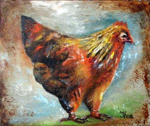 Chicken- by Thea 280x300mm unframed.