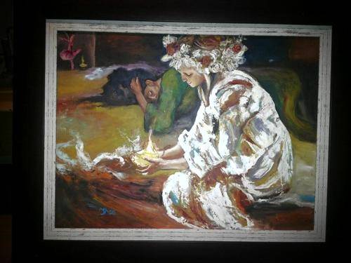 Girl with Light- by Thea 800x550mm framed