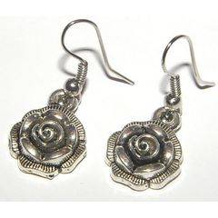 EARRINGS DANGLING SILVER ROSE