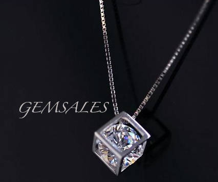 NEW ARRIVAL!!!  SILVER NECKLACE & SIMULATED DIAMOND PENDANT *STAMPED 925*