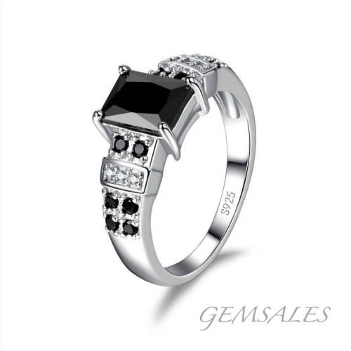 #NEW ARRIVAL# SPECTACULAR!!!  BLACK CZ & SIMULATED DIAMOND RING   ~ SIZE 7 ~
