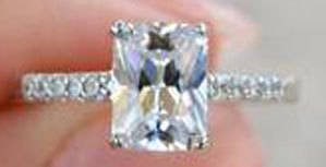 EMERALD CUT CUBIC ZIRCONIA RING #STAMPED S925#  * SIZE 8  *