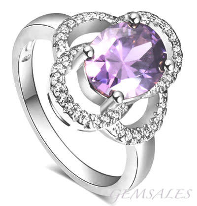 OVAL AMETHYST CZ ~ ELEGANT DESIGN - SIZE  6 3/4 - N (54mm)