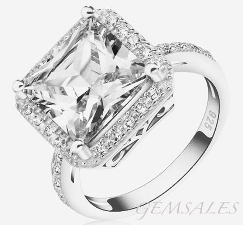 5.99 Ct  BRILLIANT CUT PRINCESS  Cr. DIAMOND RING *S925*   SIZE 7