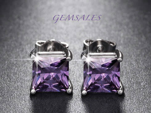 AMETHYST  CZ  EARRINGS
