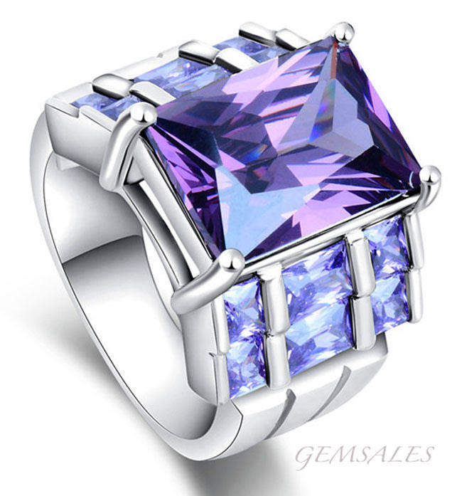 STYLISH  AMETHYST CZ RING  ***S925***  SIZE 7 3/4 - P - 56mm