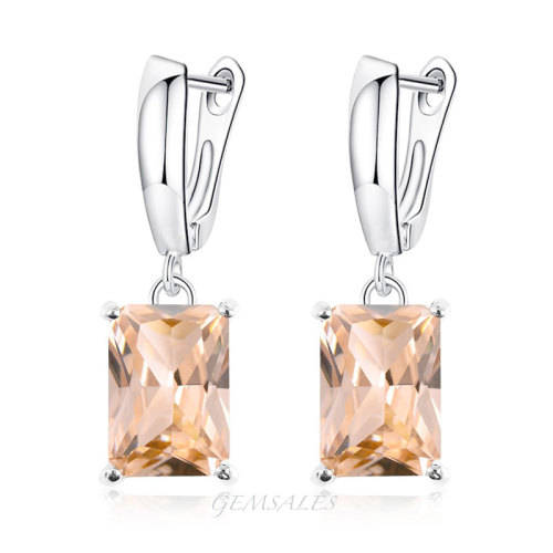 SPECTACULAR 6ct EMERALD CUT CHAMPAGNE TOPAZ CZ EARRINGS
