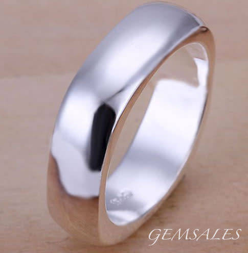 STYLISH SQUARE SILVER BAND WITH ROUNDED EDGE  *S925*    SIZE  8.5 - Q 1/2 - 58mm