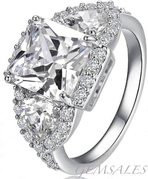 4ct Sim Diamond CZ Ring With Accents ELEGANTLY STYLED *18KGP* -  SIZE  8  -  Q  -  57mm