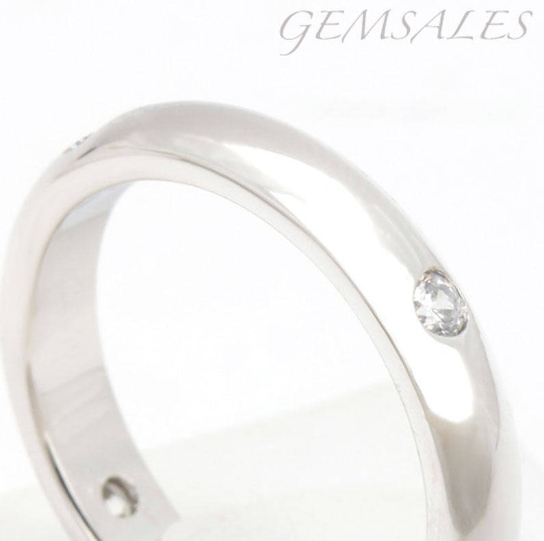 0.10ct x 4 BRILLIANT CUT CZ  SET IN WHITE  GOLD PLATED BAND *18KGP* SIZE  7.75 - P 1/2 - 56mm