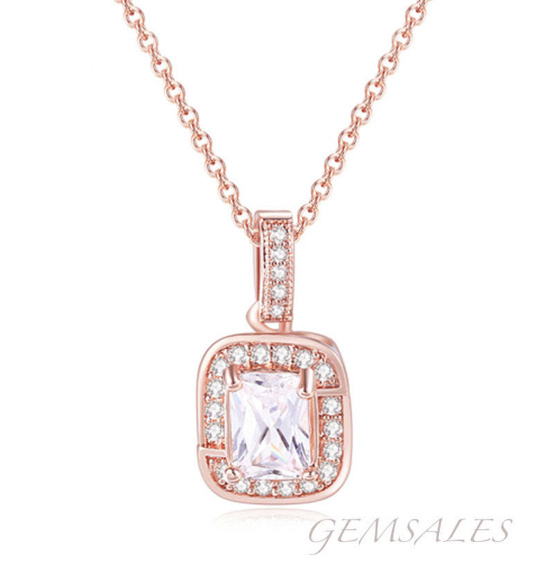 1.06ct  PRINCESS CUT SIMULATED DIAMOND PENDANT #ROSE GOLD PLATED#