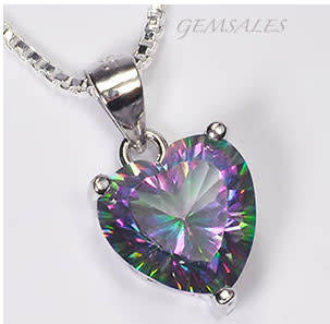 4.35ct BRILLIANT CUT MYSTIC TOPAZ PENDANT NECKLACE  ***925*** CHAIN 43cm