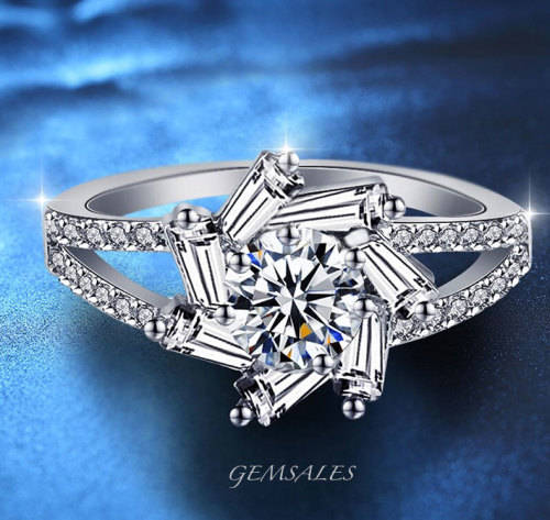 1.43ct  CZ  & BAGUETTE   #ELEGANT SETTING#   SIZES AVAILABLE    5.75   /   6.75   /   7.75  /   8.75