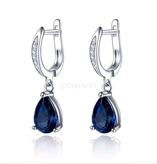 2ct ROYAL BLUE TOPAZ CZ DANGLE EARRINGS *PAVE SETTING*