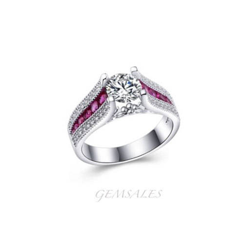2ct Cr Diamond CZ RUBY INLAY *S925*    SIZES     8.75  /  9  /  10   AVAILABLE