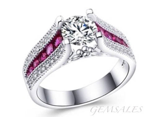 2ct Cr Diamond CZ RUBY INLAY *S925*    SIZES     8.75  /  9  /  10   AVAILABLE