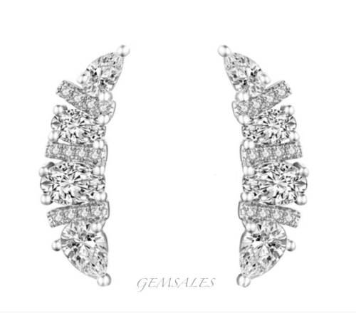 LUXURY CUFF BRILLIANT CUT OVAL & PEAR CZ  STUD EARRINGS