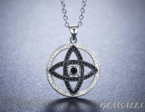 MYSTICAL CELTIC CZ PENDANT NECKLACE  *CHAIN 42cm + EXTENSION 3cm* S925