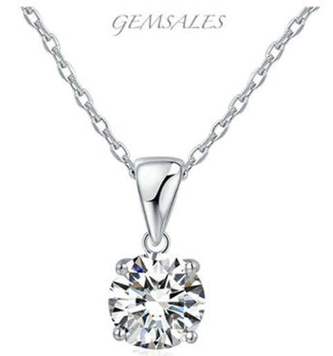 2.75ct Brilliant Cut Round CZ Silver Pendant Necklace  *CHAIN 40cm + EXTENSION 5cm*