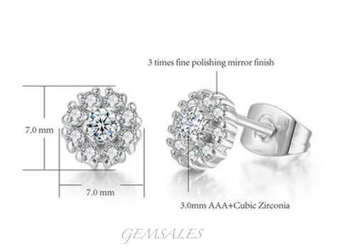 .10ct Brilliant Cut Center Stone 8 x .02 carats CZ Flower Stud Earrings  *Petite*
