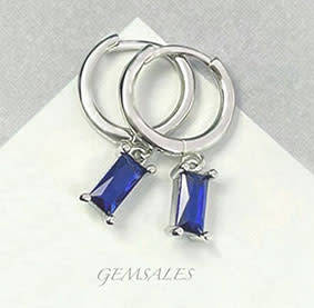 Royal Blue CZ Baguette Earrings  *Petite*