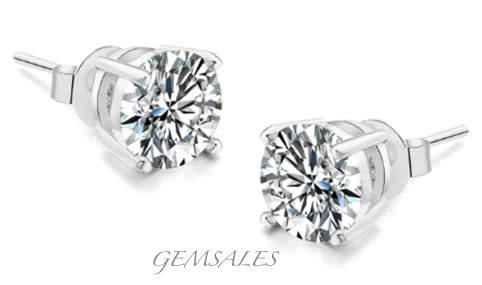 2.0ct Brilliant Cut CZ STUD EARRINGS *RADIANT*   18KGP