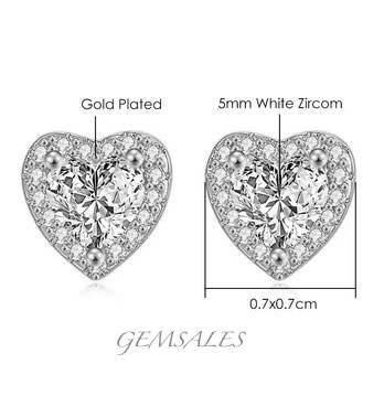 .50ct Silver Heart Earrings Halo Setting  #PETITE#